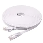 Cablu UTP Retea NUODWELL, Alb, Format Plat Flexibil Cat6, 10m Lungime Cablu Ethernet de Internet cu Mufa, Conector RJ45