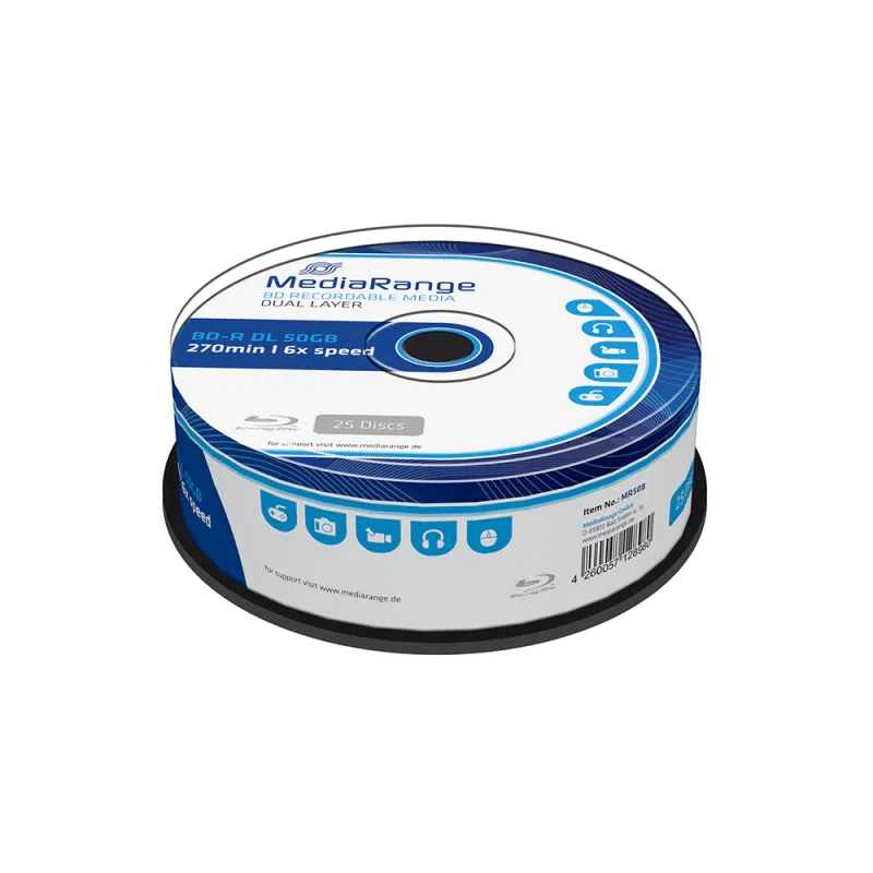 Set 25 discuri MediaRange, BD-R DL, Blu-Ray, 50 GB