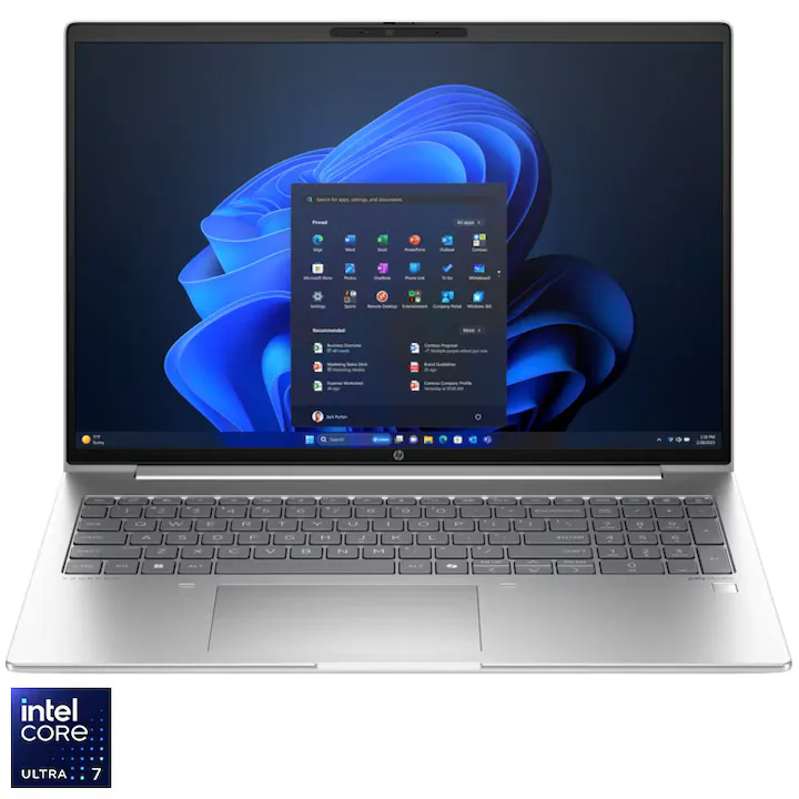 HP ProBook 460 G11 cu procesor Intel® Core™ Ultra 7 155U pana la 4.8GHz, 16", WUXGA, IPS, 16GB DDR5 RAM, 512GB SSD, Intel® Graphics, Windows 11 Pro, Silver