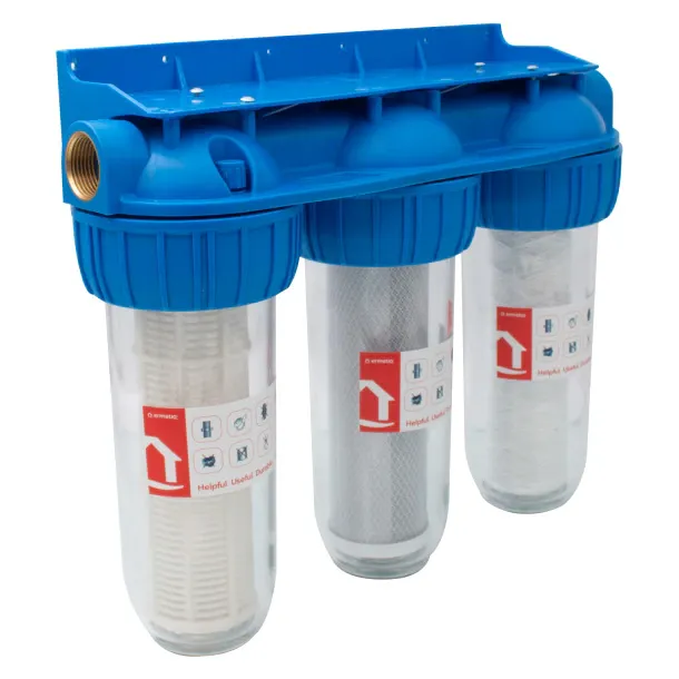 Filtru apa triplu Ermetiq (Everline) EWF-3F11/10, cu carbune/bumbac/sita 3x1"x10"