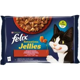 Hrana umeda pentru pisici, selectie rustica cu vita si pui in aspic 4x85g