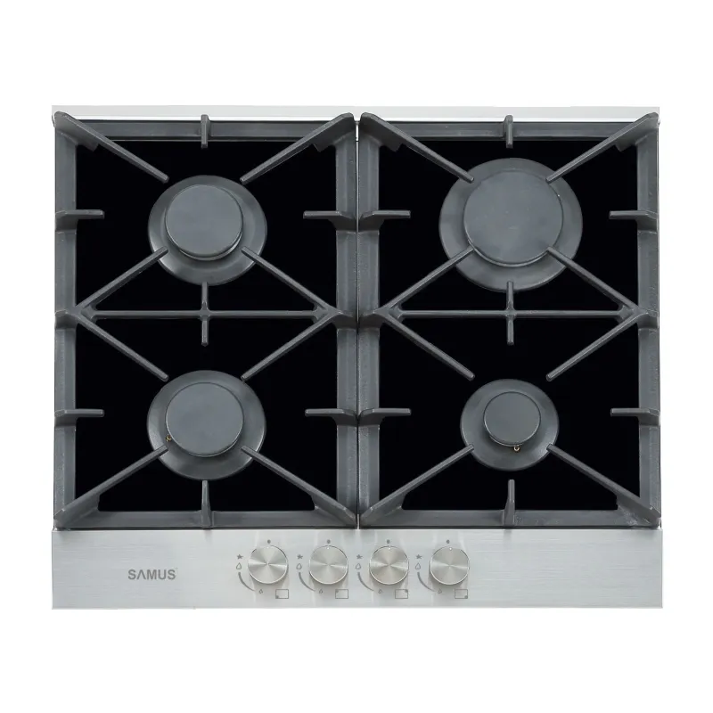 Plita incorporabila Samus PSG-64SGX1, Gaz, 4 arzatoare, Aprindere electrica, Sticla/Inox