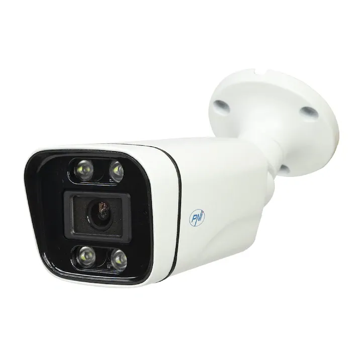 Camera supraveghere video PNI IP8POE, 8MP, 4K, D-WDR, 4.0mm, 6 LED-uri, IP66, alb