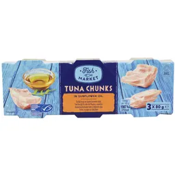 Ton bucati in ulei de floare-soarelui 3x80g