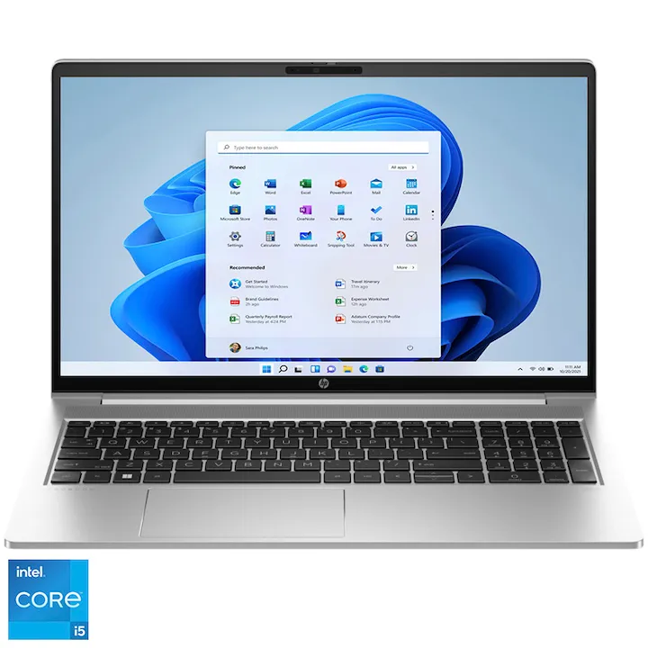 HP ProBook 450 G10 cu procesor Intel® Core™ i5-1335U pana la 4.6GHz, 15.6", Full HD, IPS, 16GB DDR4 RAM, 512GB SSD, Intel® UHD Graphics, Windows 11 Pro, Pike silver aluminum