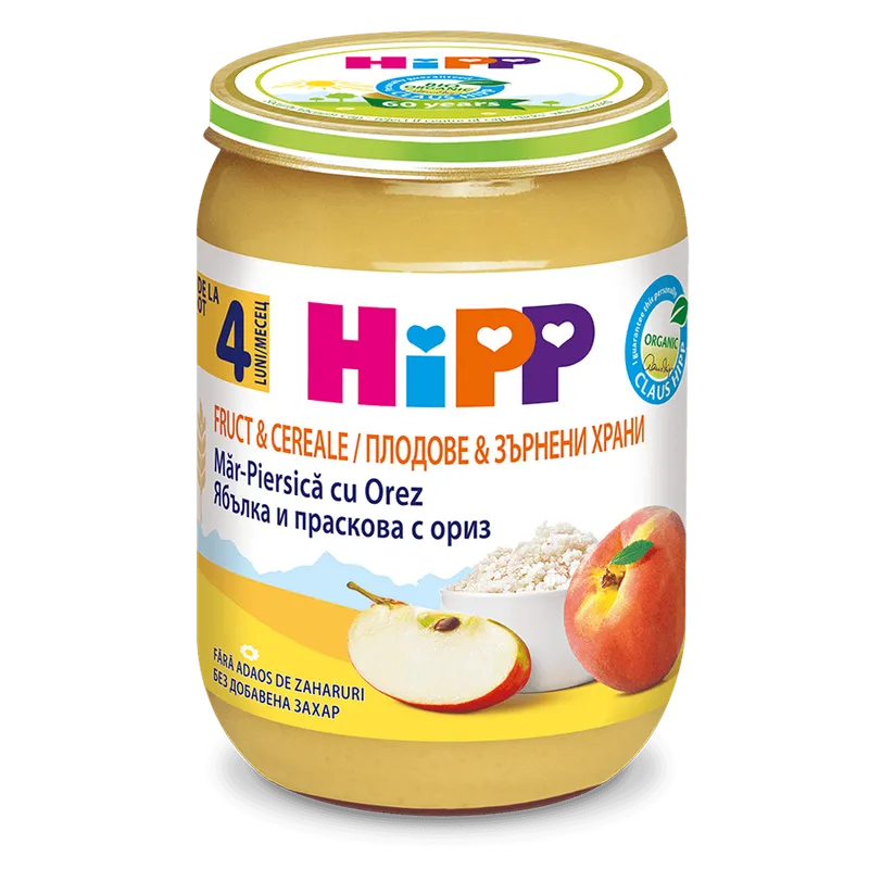 Piure Hipp Mar-Piersica cu orez, de la 4 luni, 190 g