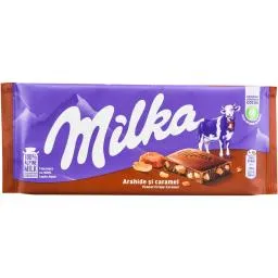 Ciocolata cu lapte, cu arahide si caramel 90g