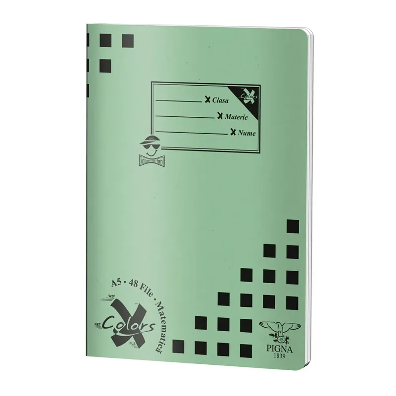 Caiet capsat Pigna Basic 48 de file A5, matematica, diverse culori