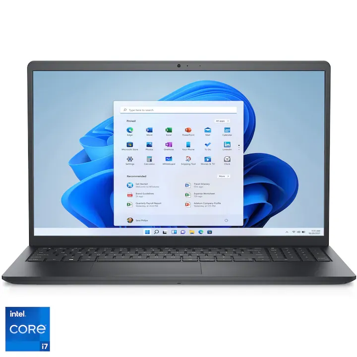Dell Vostro 3530 cu procesor Intel® Core™ i7-1355U pana la 5.0GHz, 15.6'', Full HD, IPS, 120Hz, 16GB DDR4 RAM, 512GB SSD, Intel® Iris® Xe Graphics, Windows 11 Pro, Black