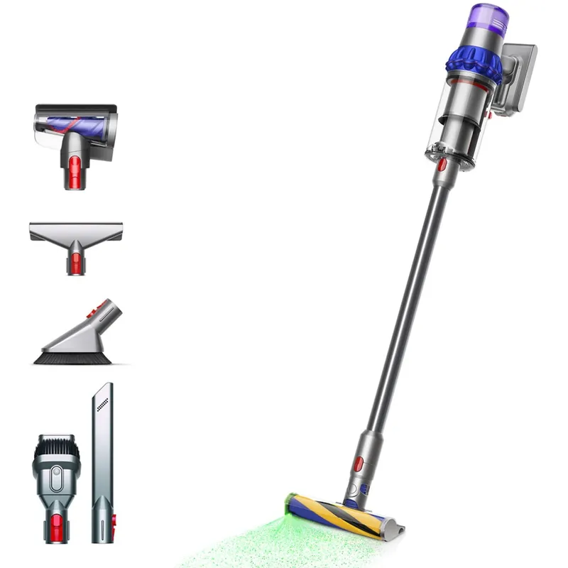 Aspirator vertical DYSON V15 Detect Fluffy, 0.76l, 25.2V, autonomie max 60 min, Motor Hyperdymium, albastru-argintiu