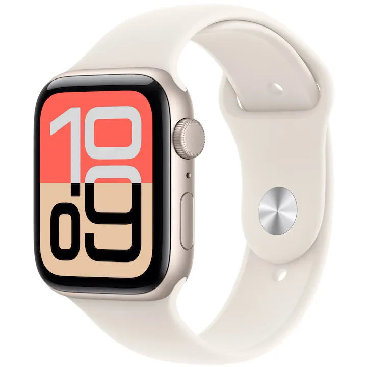 Apple Watch SE (2025), GPS, Carcasa Starlight Aluminium 40mm, Starlight Sport Band - M/L