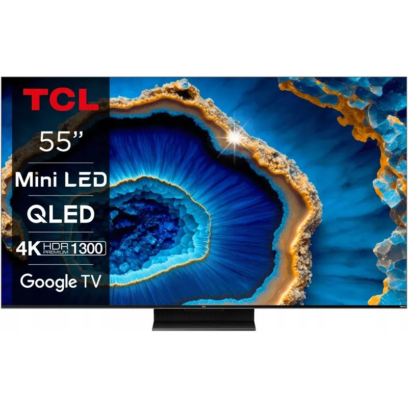 TCL 55" MINILED 4K HDR, 144Hz, Dolby Vision IQ, Google TV, fara rama