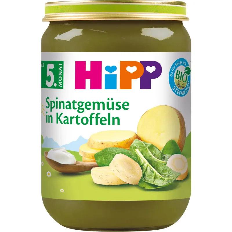 Piure de legume cu spanac si cartofi Hipp Bio, de la 5 luni, 190 g