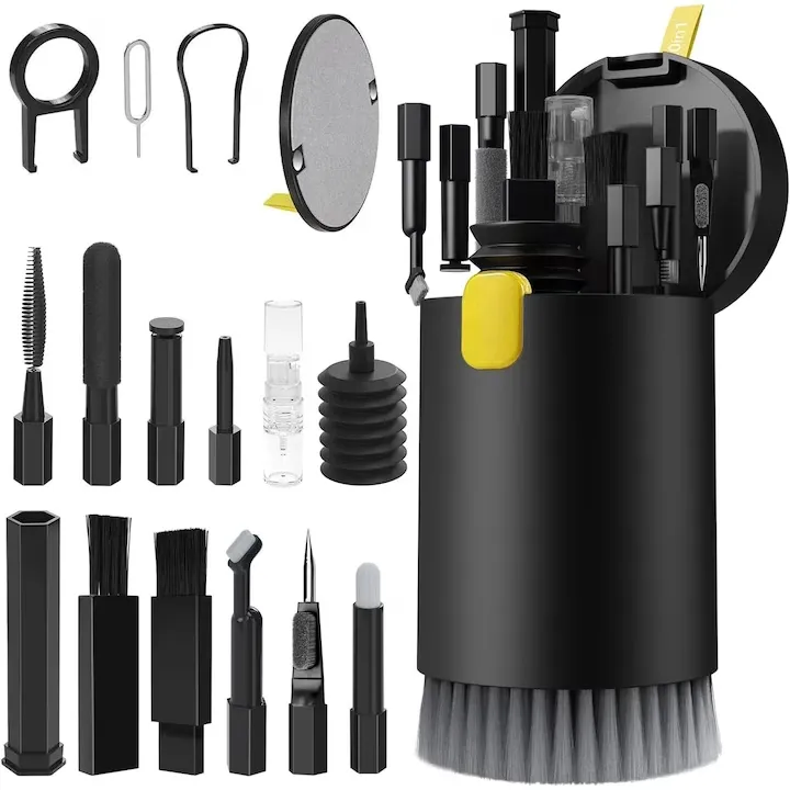 Kit multifunctional 20 in 1 pentru curatarea dispozitivelor electronice, laptop, CHIGOODS, tastatura, telefon, casti, Negru
