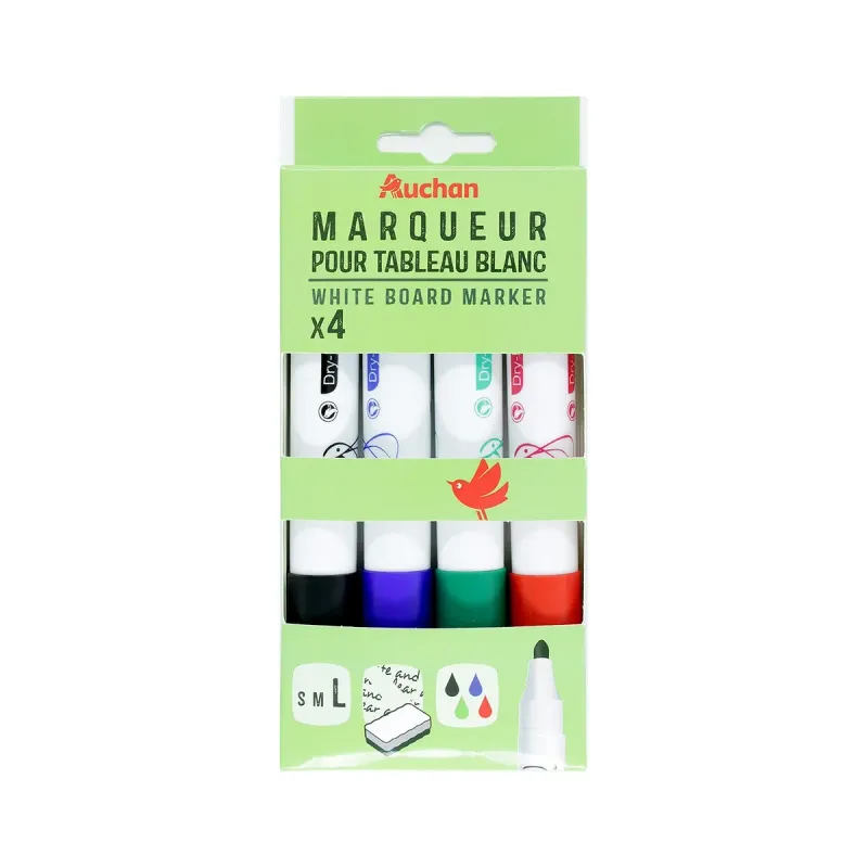 Markere groase Auchan 4 bucati, diverse culori