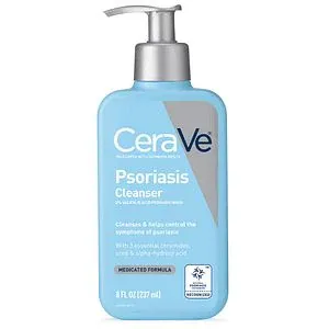 Gel de Curatare CeraVe, Psoriasis Cleanser, pentru Ameliorarea Mancarimii Pielii, impotriva Rosetii si Iritatiilor, cu Acid Lactic si Salicilic, fara Parfum, 237ml