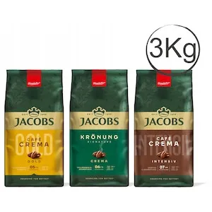 Set cafea boabe Jacobs 3 x 1 kg - Kronung, Crema Gold, Crema Intense