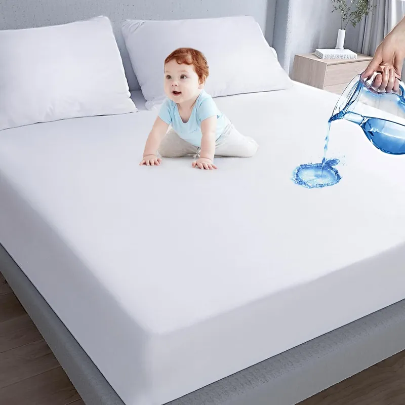 Husa protectie saltea 100% Impermeabila NufJoy®, BUMBAC tip frotir, 180x200x25 cm dimensiune, Premium, lavabila la masina, cearceaf de pat cu elastic periametral, Alb