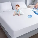 Husa protectie saltea 100% Impermeabila NufJoy®, BUMBAC tip frotir, 160x200x25 cm dimensiune, Premium, lavabila la masina, cearceaf de pat cu elastic periametral, Alb