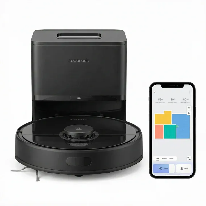 Robot de aspirare Roborock Q7 BF Plus, Aspiratie 8000Pa, Golire automată, Negru