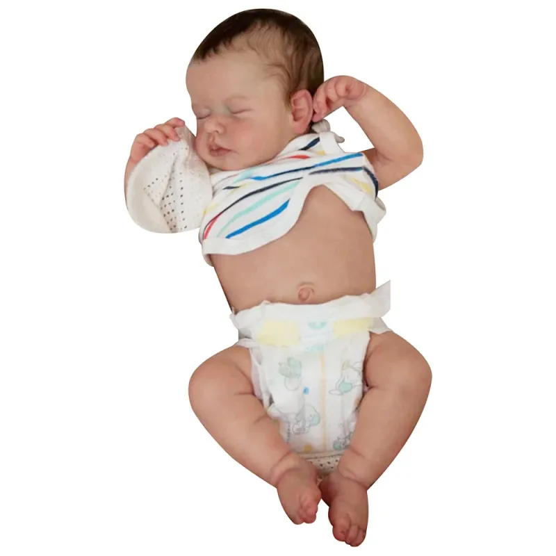 Papusa bebelus Reborn Dolls, Model realist, 50cm silicon alb mobil