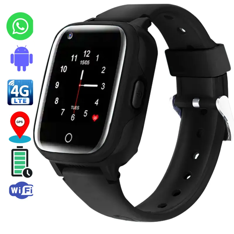 Ceas smartwatch copii GPS 4G, Wingereich ™, Whatsapp, localizare GPS, apel video HD, telefon, WIFI, AGPS LBS, LTE, camera, apa IP67, Android, IOS, bluetooth, SOS, monitorizare spion, negru