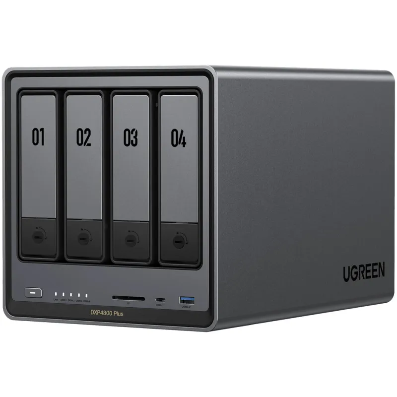 Network Attached Storage UGREEN NASync DXP4800 Plus cu procesor Intel Pentium Gold 8505 5-core 3.3 Ghz, 8GB DDR5, 4-bays, port 2.5G, port 10GB