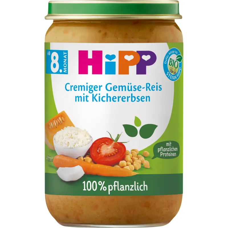 Piure Hipp Bio legume cremoase cu orez si naut, de la 8 luni, 220 g