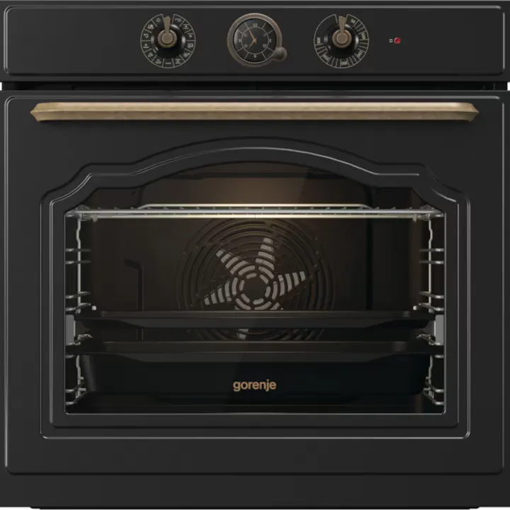 Cuptor incorporabil GORENJE BOS67372CLB, Electric, Airfry, Gatire asistata cu abur, 12 functii, Raft telescopic, 77 l, Clasa A, Negru