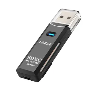 Cititor USB 3.0 pentru carduri SDXC si microSDXC, scriere, stocare si transfer date, indicator LED, cu capac, negru