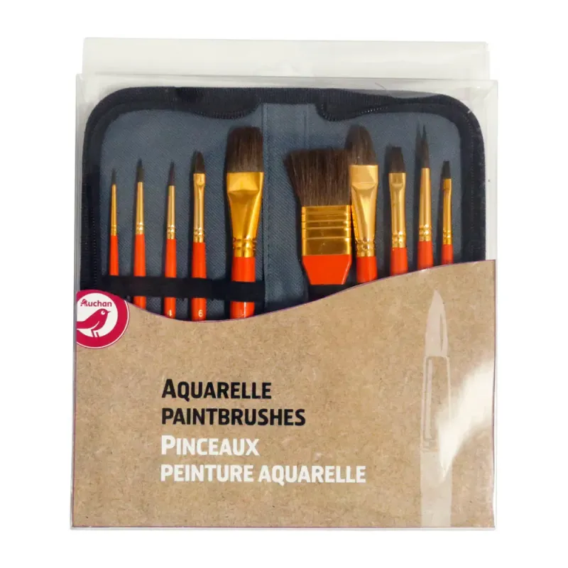 Set 10 pensule Auchan acuarele, Diverse Dimensiuni