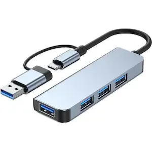 Adaptor Hub Multiport 4 in 1, SINBINTA, 3 porturi USB 2.0, 1 porturi USB 3.0, USB si Type C 2 in 1, LAN RJ45 Ethernet, Performanta termica, Pentru Laptop HP, Lenovo, Macbook, Dell, Tableta, Aliaj de aluminiu, 9 x 2.8cm, Argintiu