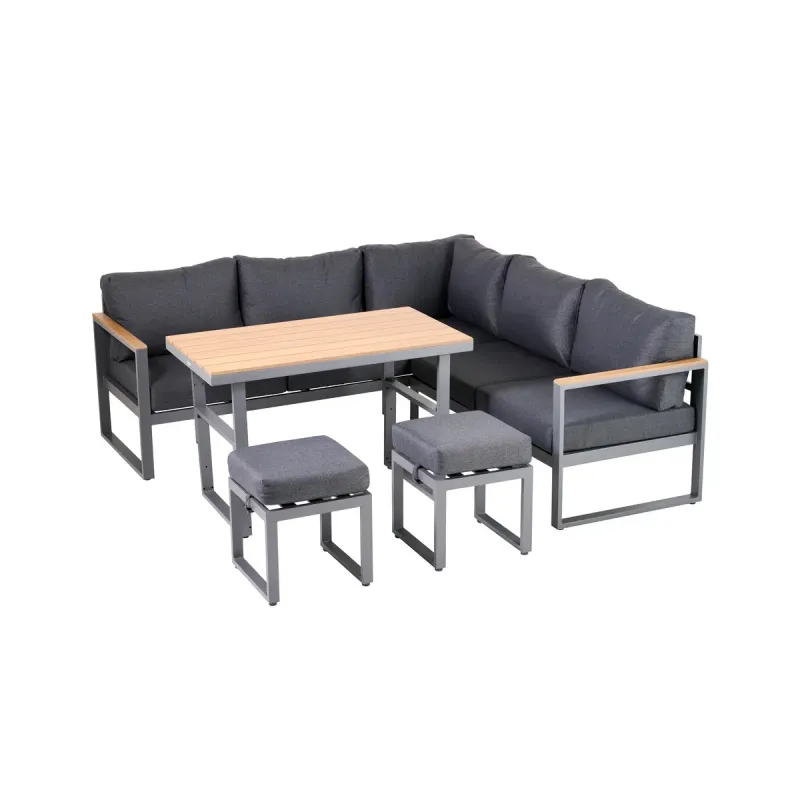 Set coltar de gradina din aluminiu cu masa Polywood si perne Garden Star, 4 piese