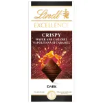 Ciocolata neagra cu bucati de napolitana crocanta si caramel Lindt Excellence, 100 g