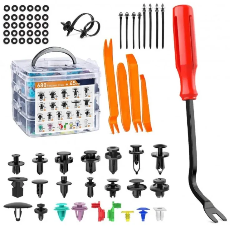 Set 725 clipsuri/ cleme auto de fixare, 18 dimensiuni, universale, plastic