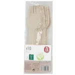 Set furculite de unica folosinta Actuel Ecofriendly, 10 bucati, lemn