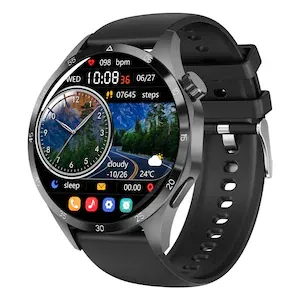 Ceas smartwatch GT4 rezistent la apa (cu carcasa din aliaj de zinc, design rotund): functii de fotografie, pedometru, monitorizare ritm cardiac, tensiune arteriala, saturatie de oxigen, somn si apeluri Bluetooth Negru