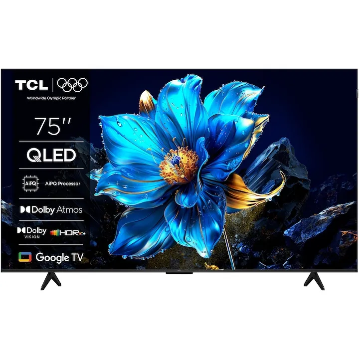 TCL QLED 75P7K, 189 cm, Smart Google TV, 4K Ultra HD, Clasa F