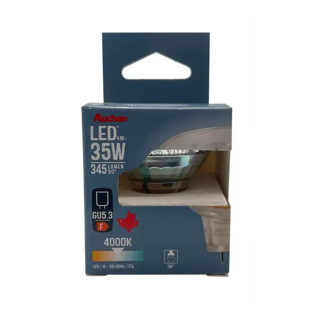 Bec LED Auchan, GU 5.3, 4.4 / 35 W, lumina rece
