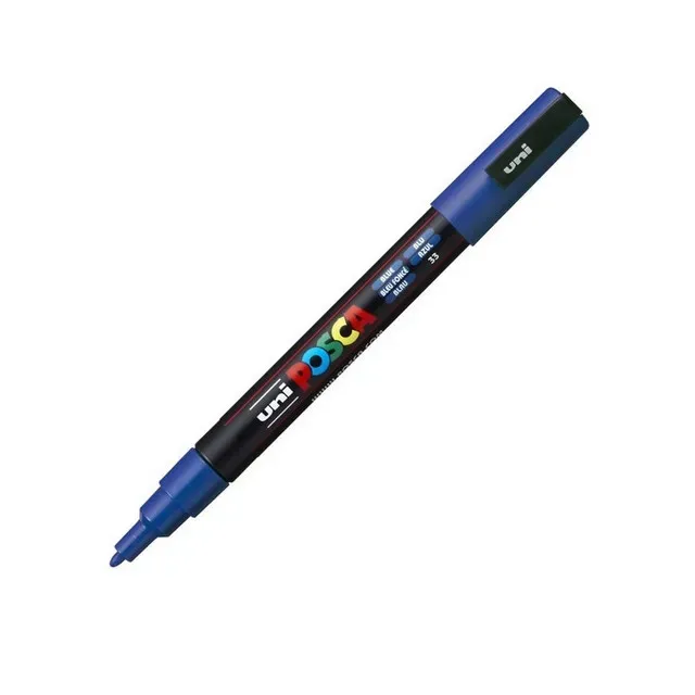 Marker UNI Posca PC-3M, varf 0.9 - 1.3 mm, albastru