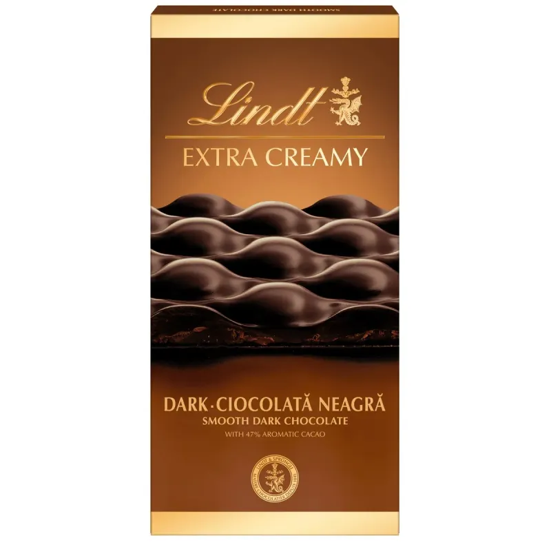 Ciocolata fina neagra Lindt Extra Creamy, 47% cacao, 80 g