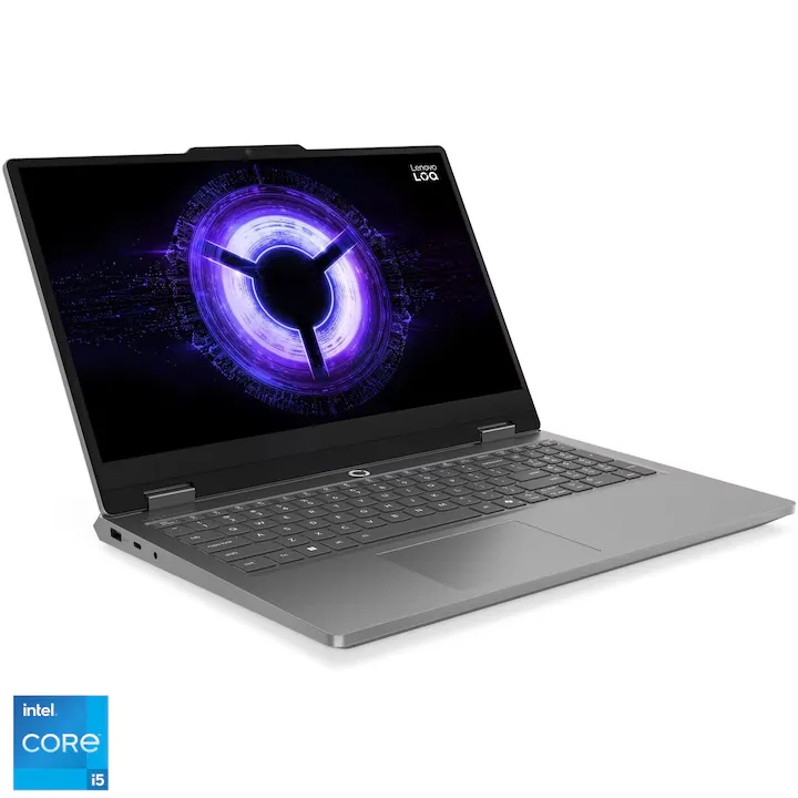 Gaming Lenovo LOQ Essential 15IRX11 cu procesor Intel® Core i5-13450HX pana la 4.6GHz, 15.6" FHD, IPS, 144Hz, 16GB DDR5, 512GB SSD, NVIDIA® GeForce RTX™ 5050 8GB GDDR7, NO OS, Luna Grey