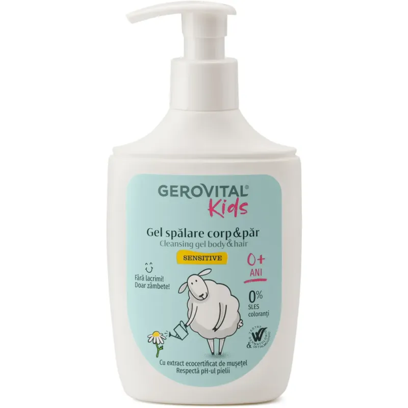 Gel pentru corp si par Gerovital Kids Sensitive, 300ml