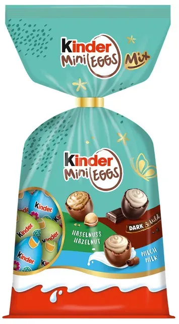 Mini oua de ciocolata cu lapte si umplutura de lapte si alune de padure Kinder, 260 g