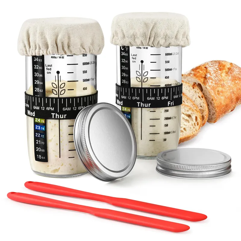 Set kit de maia, MWAOWM, borcan de fermentare 24oz, termometru, capac metalic, 2 piese