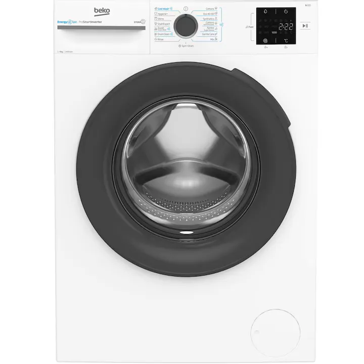 Masina de spalat rufe Beko BM3WFSU39413W, 9 Kg, 1400 RPM, Clasa A, SteamCure, ProSmart Inverter Motor, AddXtra, ColdWash, Alb