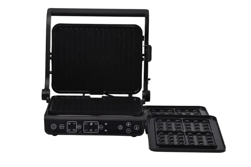 Sandwich maker 2 in 1 Qilive Q.5267, 2000W, placi detasabile, negru