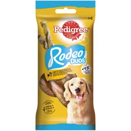 Recompensa pentru caini Rodeo Duos, aroma de pui si sunca 123g