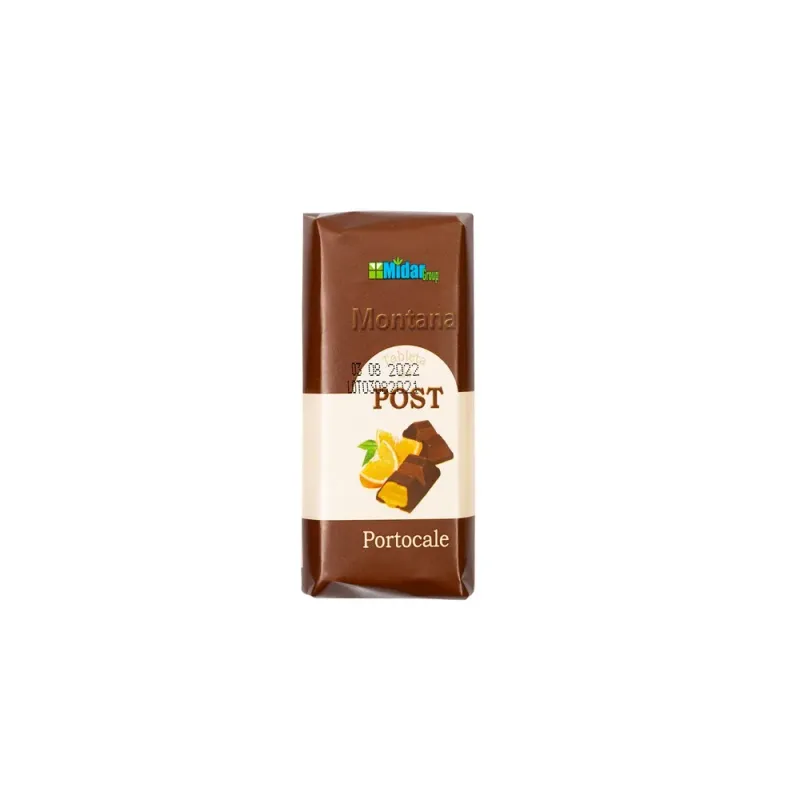 Tableta ciocolata de post cu cu aroma de portocale Montana, 50 g