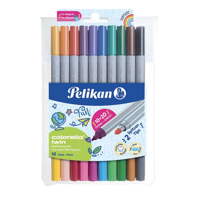 Set 10 carioci Pelikan Colorella Twin, Multicolor